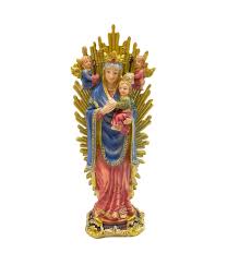 A imagem é uma obra de arte pintada em nogueira. Nossa Senhora Perpetuo Socorro Imagem Resina Alj21a242b904 Minas De Presentes