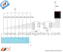 Indicator section for indicating the water level present in the tank and alarm section for alerting. Water Level Indicator Circuit With 7447 Driver Png 734 601 Circuit Diagram Level Sensor Electronics Circuit