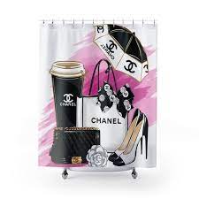 Coco Chanel Shower Curtain Rosamiss Store Shop Unique Innovative Gifts Chanel Room Luxury Shower Curtain Chanel Decor