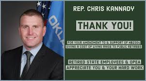 Thanks also to Rep. Chris Kannady for House 91 for proposing the amendment  increasing the COLA and moving the effective date to Jan 2020. We  appreciate your support.