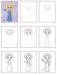 Arte Creativa Per Bambini Disegni Facili Da Copiare Per Bambini Elsa Dal Cartone Animato Frozen Disegni Facili Progetti Artistici Per Bambini Disegni