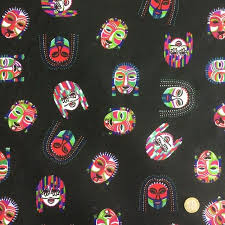 Afrika Kabile Maske Voodoo Pamuklu Kumas Fabric Kumasci Kumascicom