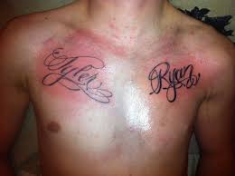 Create vintage red heart tattoo design with your name.create name tattoo online.personalized name on designer tattoo art.professional tattoo picture with name.customized tattoo name card.colorful tattoo with girlfriend name.awesome love tattoo with lover. 38 Name Tattoos On Chest