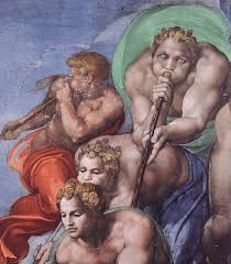 Cappella Sistina Giudizio Universale Dettaglio Angeli Tubicini Michelangelo Art Sistine Chapel Renaissance Paintings