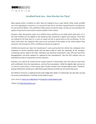 They also can typically get more car for their money with a cpo vehicle than they. Calameo Certified Used Cars How Worthy Are They