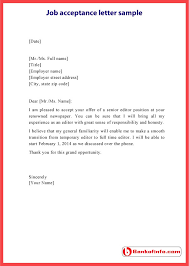 Job Acceptance Letter Sample | Job Letter, Acceptance Letter, Letter Sample