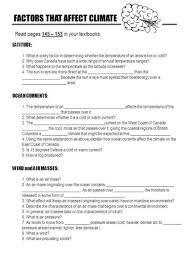 Factors That Affect Climate Pattern Worksheet Factors Affecting Climate Worksheet Template