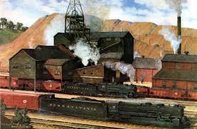 1942 Partners In National Defense Industrial Artwork Railroad Art Train Art
