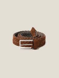 Light Brown Woven Suede Belt Crafted In Italy Luca Faloni