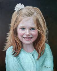 This is a portrait I did 2 years ago. This was a commission 16x20 oil. This  was challenging as she has such translucent skin being a redhead. I did all  three siblings.