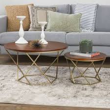 Dunavant Frame 2 Piece Bunching Tables Nesting Coffee Tables Mid Century Modern Coffee Table Gold Coffee Table