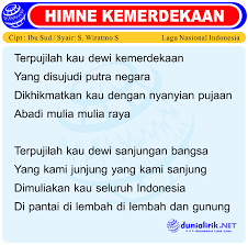 Merdeka 2019 mp3 files source planetlagu, metro lagu, bursamp3, gudang lagu, lagu76, atau stafaband untuk keperluan review. Lirik Lagu Wajib Nasional Hymne Kemerdekaan Cipt Ibu Sud Makna Artinya