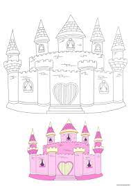 Color a princess, rainbow, castle, princess carriage with glitter and markers. Princess Castle Coloring Pages Printable