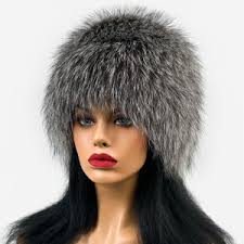 Classic Long Fur Silver Fox Hat (Gray)