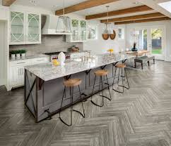 gray herringbone ceramic tile kitchen