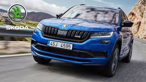 Black sports styling including front grille and window surrounds. 2019 Skoda Kodiaq Rs Race Blue Metallic Driving Interior Exterior Youtube