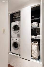 The amount of space surrounding your closet, accessibility, installation, and appearance are crucial when choosing the type of doors to buy. 9 Small Laundry Room Ideas For The Tiniest Of Apartments Architectural Digest
