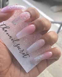 Birthdaynails Pink Glitter Nails Baby Pink Nails Acrylic Baby Pink Nails