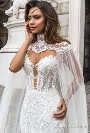 Crystal Design 2018 Sleeveless Strapless Deep Plunging Sweetheart Neckline Full Embellishment Elegant Me Cape Wedding Dress Wedding Dresses Sheer Wedding Dress