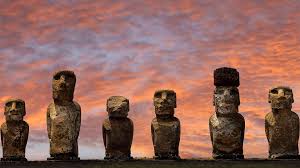 Basalts and andesitic rocks are characteristic, and soils are predominately loams and clays. Moai Statues At Ahu Tongariki In Rapa Nui National Park Easter Island Chile Bing Gallery
