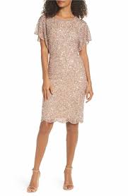 Main Image Adrianna Papell Embellished Flutter Sleeve Cocktail Dress Gold Sequin Bridesmaid Dress Sequin Bridesmaid Dresses Rose Gold Sequin Bridesmaid Dress