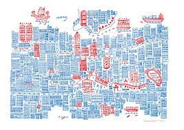 A Private Commission From A Hong Kong Based Client Two Colour Screen Printed Map Of Hong Kong Illustrated Map Book Design Layout Map Design
