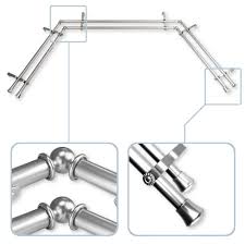 The latter gives the illusion of a higher ceiling. Rod Desyne 20 In 36 In Bay Window Double Curtain Rod In Satin Nickel With Finial Awid Bay 15 The Home Depot