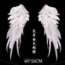 1pair black white embroidered angel wings lace fabric shoulder venise lace sewing applique diy halloween costume decorationrs794 in lace from hom 天使の羽 刺繍 アップリケ