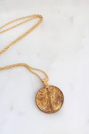 Vintage Walking Liberty Gold Coin Necklace Authentic Coin Etsy Gold Coin Necklace Coin Necklace Gold Coins