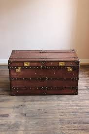 Exclusive william morris wallpaper vintage steamer trunk coffee table, toy chest storage bench. Bespoke Steamer Trunk Coffee Table In Leather Leather Storage Accessories