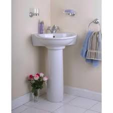 Pegasus Evolution Corner Pedestal Combo Bathroom Sink In White 3 221wh The Home Depot Corner Pedestal Sink Corner Sink Bathroom Pedestal Sink Bathroom