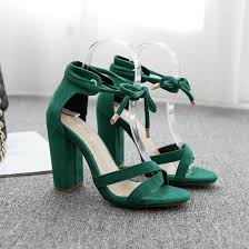 Chic Beautiful Summer Dark Green Street Wear Womens Sandals 2020 Ankle Strap 11 Cm Thick Heels Open Peep Toe Sandals In 2020 Thick Heels Peep Toe Sandals Chic Beautiful