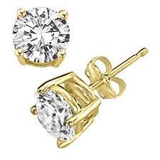 Pompeii3 1.25ct round brilliant cut natural diamond stud earrings in 14k gold classic setting. 14k Diamond Stud Earrings