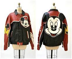 Mickey Mouse Vintage 90s Leather Jacket From Hooked On Honey Jackets Men Fashion Vintage Leather Jacket Mens Jackets
