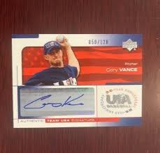 2004 UD Team USA Baseball COREY VANCE Certified Autographed Card