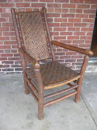 Vintage Signed Old Hickory Large High Back Arm Chair Martinsville In Side Chair Old Hickory Side Chairs Old Hickory Furniture