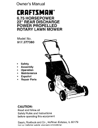 The most common reason for replacing the lawn m. Craftsman 917 377380 Owner S Manual Pdf Download Manualslib