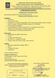 Maybe you would like to learn more about one of these? Disnakertrans Lowongan Pengajar Di Ganesha Operation Wates
