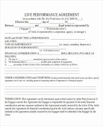Music Performance Contract Template Elegant Performance Agreement Contract Sample 10 Examples In Contract Template Music Performance Artist Management