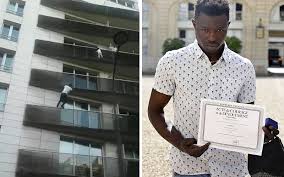 Mamoudou gassama saving a children in paris this weekend. Mamoudou Gassama Malian Spiderman Climbs Building To Save Child Dangling From Balcony
