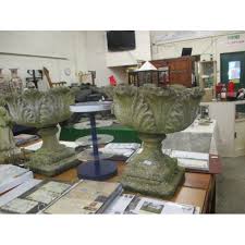 How to make your own easy concrete planters. Pair Of Vintage Concrete Garden Pots On Pedestal