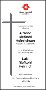 Señor Luis Riefkohl Heinrich Obituario Esquela