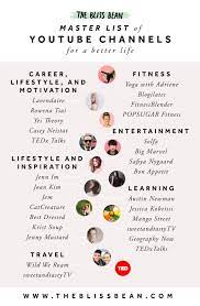 Or maybe you want to create great videos of your own. My Master List Of 26 Youtube Channels For Your Best Life The Bliss Bean