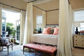 Free shipping on prime eligible orders. Iron Canopy Bed With Ivory Sheer Curtains Transitional Bedroom