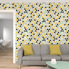 Papier Peint Intisse Triangle Wood Coloris Multicolore Papier Peint Papier Peint Jaune Deco Maison