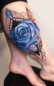 Blue Rose Laces Tattoo C Tattoo Artist Antonina Troshina Blue Rose Tattoos Colorful Rose Tattoos Lace Tattoo