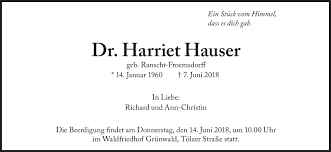 Search for more papers by this author. Anzeige Von Herriet Hauser Sz Gedenken De