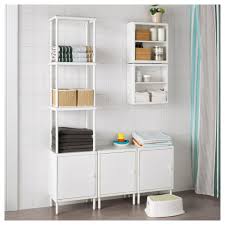 Ikea Dynan White Shelving Unit With 3 Cabinets Wall Shelves Shelves Shelving Unit