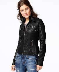 Jou Jou Faux Leather Band Collar Moto Jacket Coats Women Macy S Faux Leather Moto Jacket Leather Coat Jacket Jackets