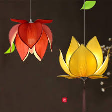 Online Shop New Chinese Fabric Lotus Led Pendant Lights Lamp Classical Handmade Lotus Flower Pendant Lighting Lotus Lamp Diwali Decoration Lights Diwali Lamps